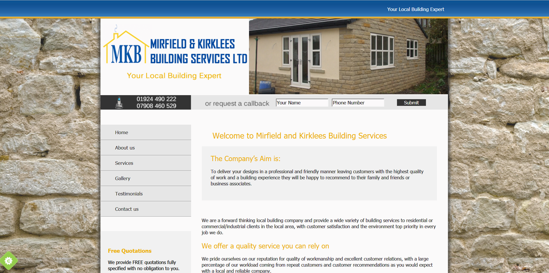 Sample of the design work on the Mirfield and Kirklees website